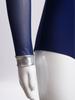 Girls Dance Leotard Sheer Mesh Long Sleeves Mock Neck Keyhole Back Metallic Stripes Buttons Bodysuit Costume