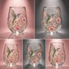 Стеклянный стакан с колибри и цветочным узором, ручная роспись, декоративный стакан для питья с золотым ободком, для повседневного использования и особых случаев