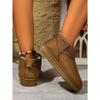 Women's winter snow boots, new style, flat sole, short, fleece-lined, comfortable cotton boots.
