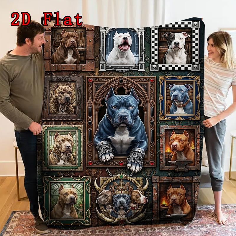 Royal Canine Portraits 2D Flat Pattern Flannel Blanket, High quality All Seasons, Home Decor, Warmth and Comfort, Perfect for Christmas Gifts.