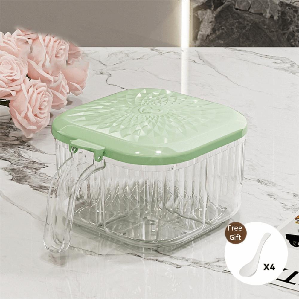 4 Compartment Kitchen Seasoning Box Moisture-proof Spice Jar Durable Condiment Storage Box Salt