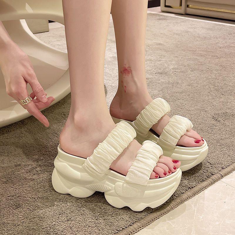 Женские тапочки Temperament 2024 Лето Новые Модные Элегантные Увеличивающие Рост Сандалии На Толстой Подошве Для Отдыха На Природе Повседневные Универсальные
