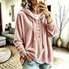 Женский бархатный свитер с капюшоном, шнурками на груди и свободным ленивым стилем, с длинным рукавом