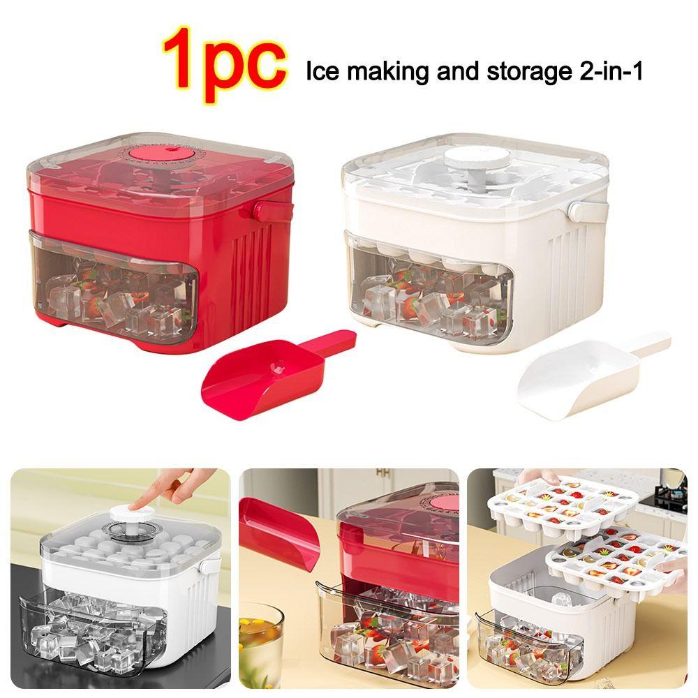 Large Capacity Ice Cube Machine with Easy-press Lid Ice Cube Mold  for Refrigerator Storage