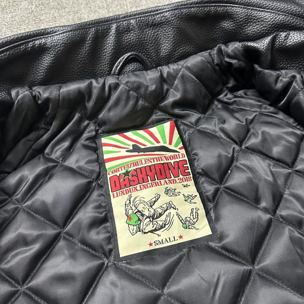 PU Leather-Lined Cotton Jacket Unisex Casual Zipper Jacket