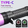 60 Вт 365 нм УФ-фонарик высокой мощности Type-c перезаряжаемый портативный водонепроницаемый 26650 УФ-фонарик linterna ultravioleta