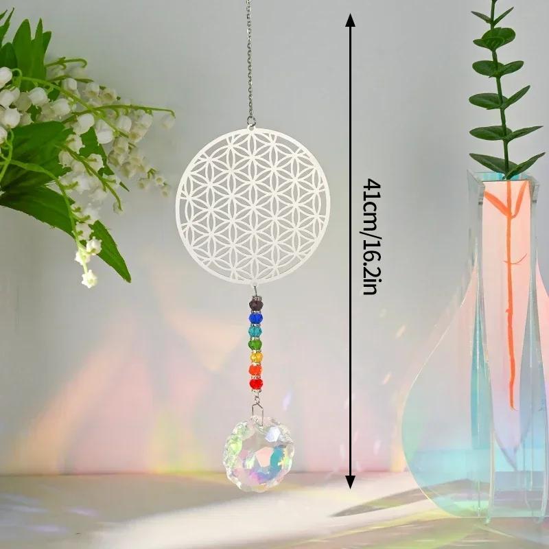 Crystal Suncatcher Sun Moon Tree Wind Chime Prisms Hanging Angel Butterfly Pendants Rainbow Chaser Garden Decor Window Drop Bell
