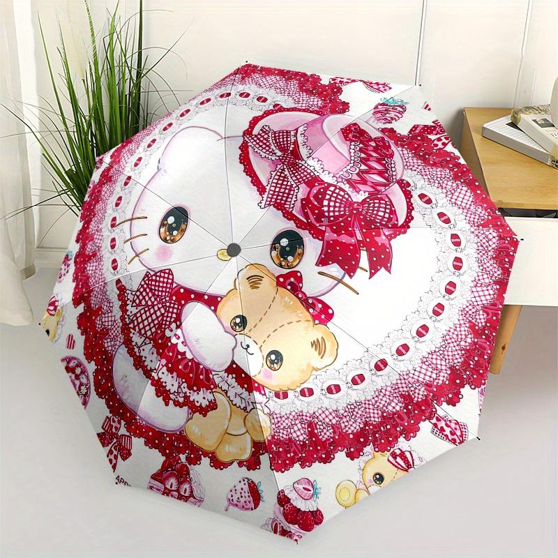 1pc Hello Kitty Valentine's Day Umbrella with Plastic Handle,Suitable for All Seasons Home Travel Outdoor UmbrellaSanlio600
