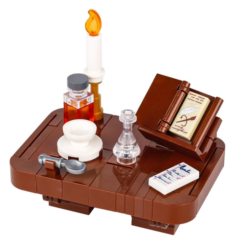 Средневековая хижина ведьмы Строительные блоки MOC Режим Бутылка с волшебным зельем Кухня ведьмы Стол для картографии Игрушки Кирпич Подарок