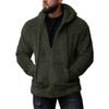 Autumn Men's Plush Cardigan with Hood Solid Color Warm Home Comfort Zipper Jacket