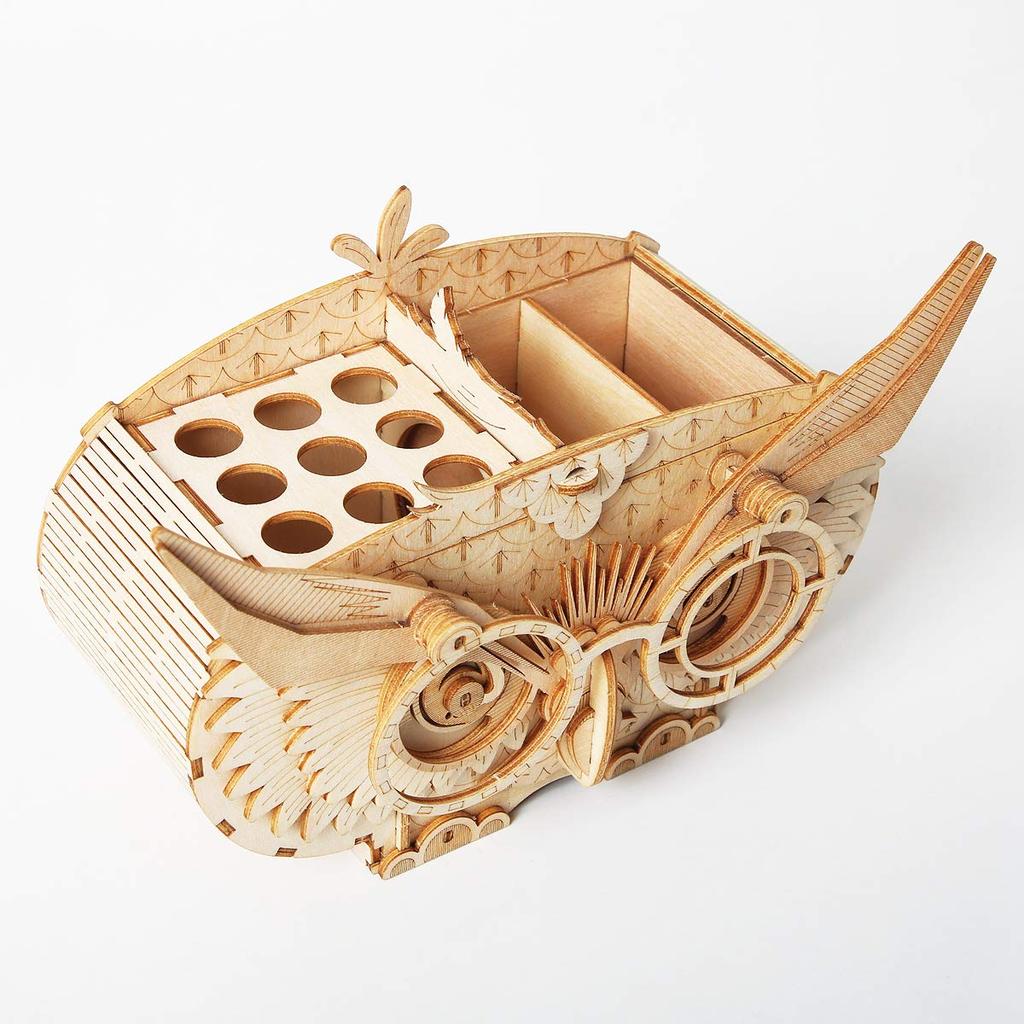 Tsukurundesu® 3D Wooden Puzzle TG405 Owl Box with Japanese Instructions
