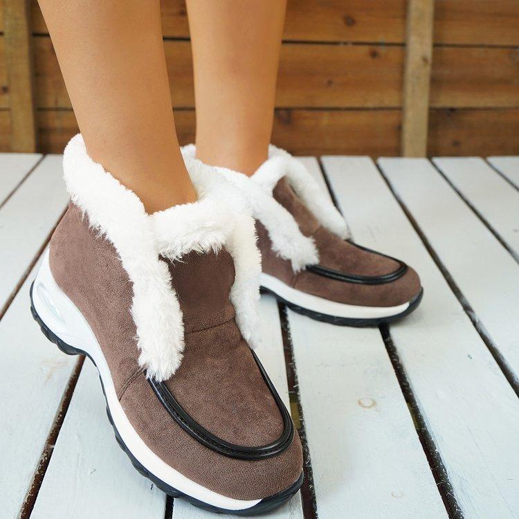 Women's Chunky Platform Snow Boots Winter Faux Fur Lined Anti-Slip Ankle Boot for Women Comfortable Fleece Lining Short Booties Warm High-Top Shoes