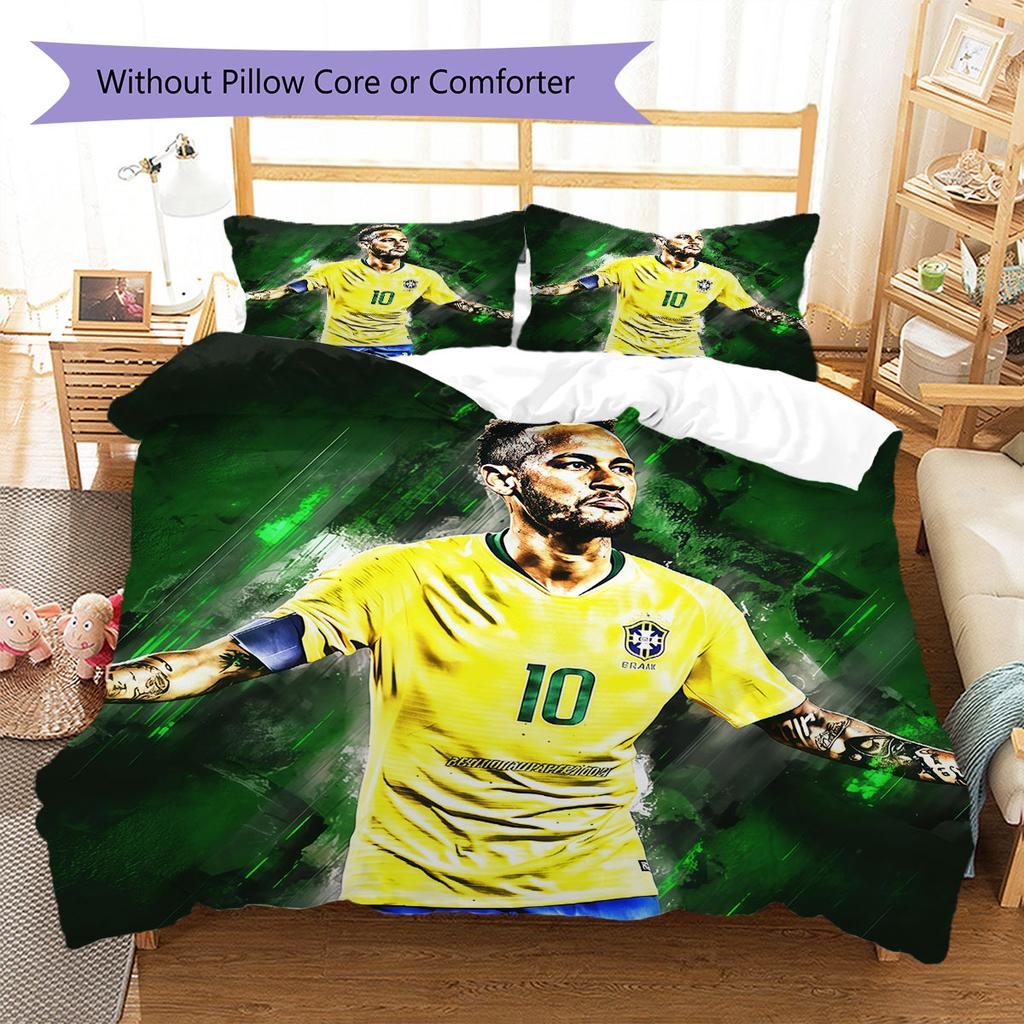 Neymar Pattern Bedding,Quilt Set Quilt Cover Pillowcase Home Birthday Gift(1 * duvet cover + 2 * pillowcase, without core)