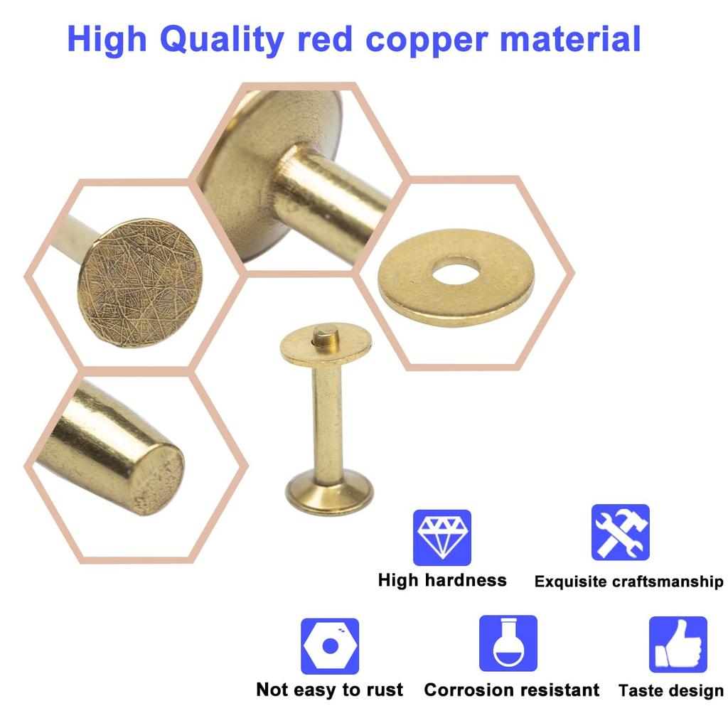 WUTA Leather Craft Rivet Set with Copper Rivets for DIY Handmade Leather and Rivet Punching Tools 83-Piece Belts, Fabric, Crafts, (Brass)