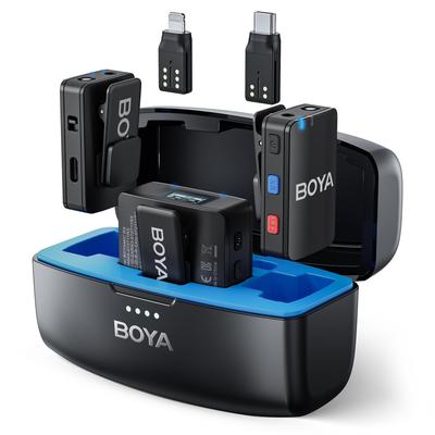 Беспроводной петличный микрофон BOYAMIC для iPhone и Android-смартфонов Type C, DSLR, встроенный, 984 фута, 10 часов работы, беспроводной петличный микрофон с зажимом