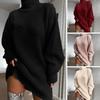 Women Sweater Dress Stylish Elegant Loose Fit Warm High Collar Long-sleeved Pullover Sweater for Autumn Winter