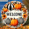 Autumn Harvest Wooden Welcome Sign with Pumpkin Pattern - Unique Figurine Ornaments - Ideal for Front Door, Wall, Yard, Porch Decor