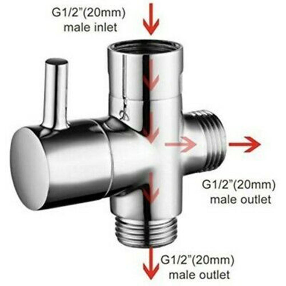 G1/2in 3 Way Diverter Valve T-Adapter Converter Quick Opening Water Divider Valve Switch Shower Faucet Conversion Valve
