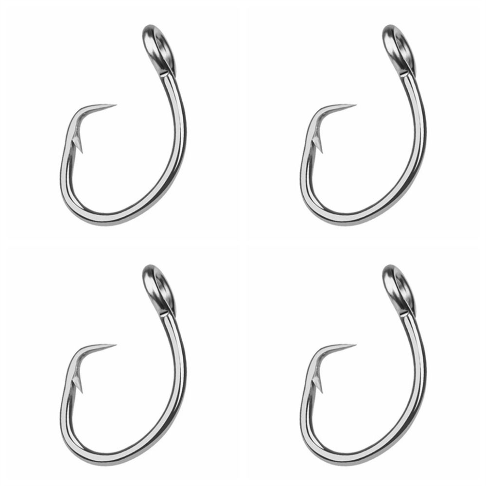 5pcs Stainless Steel Giant Fishing Hook 11/0#-16/0# Big Game Fishhook Tuna Hook  Boat/Ocean