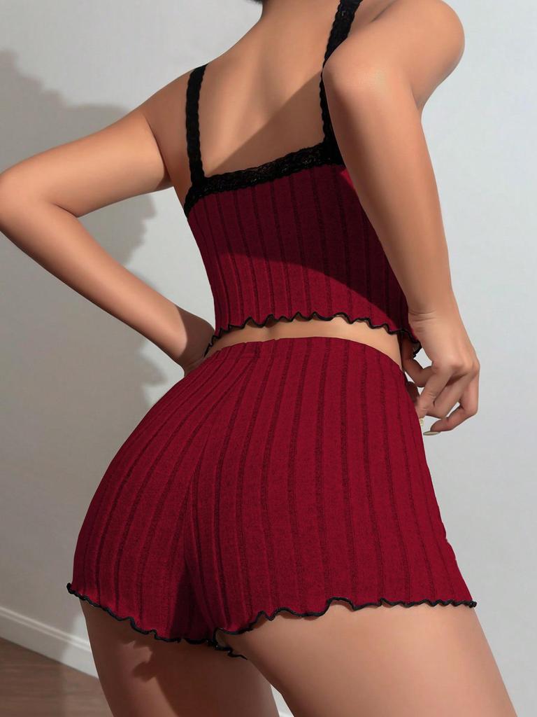 2025 European & American Spring/Summer Women's Bow Camisole Top & Shorts Set