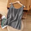 Литературный и художественный однотонный простой хлопково-льняной жилет женский летний тонкий дышащий верхняя одежда на бретельках и тонкий льняной топ