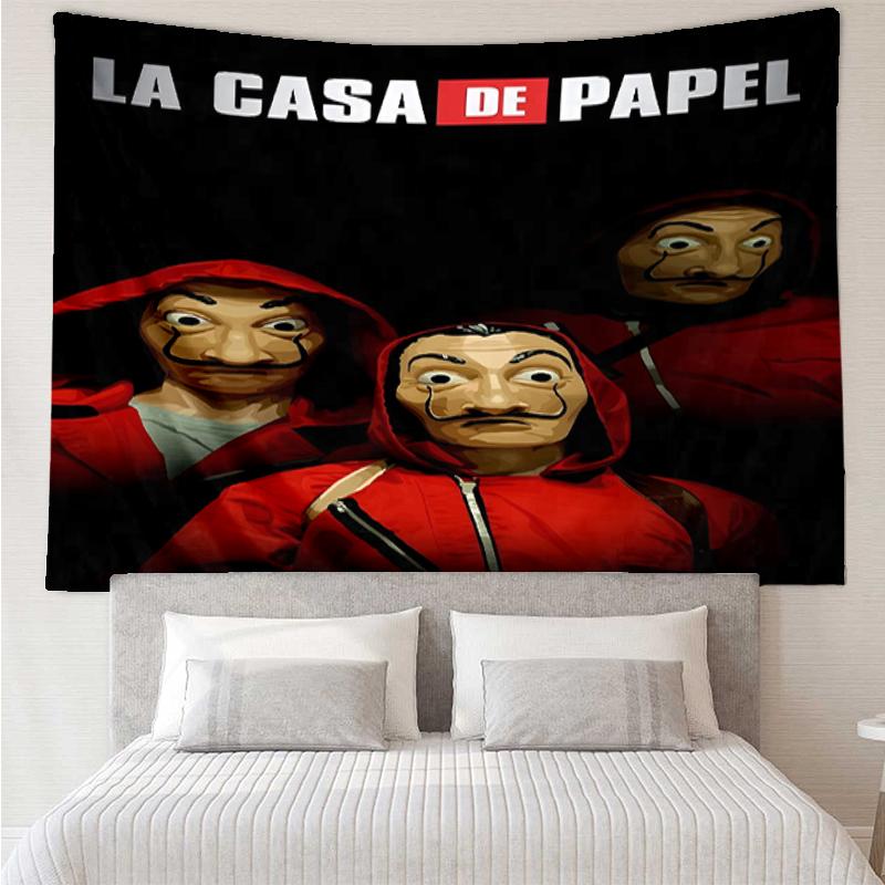 La Casa De Papel Print Tapestry, Backdrop, Easy Setup, Ideal for Bedroom, Office & Living Room, with Aesthetic Wall Hanging Decor.