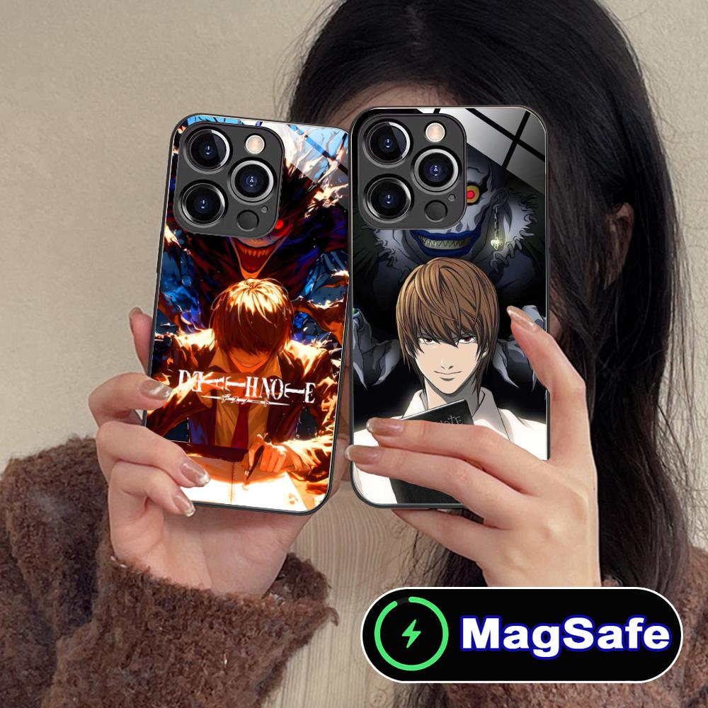 Чехол для мобильного телефона Death Note Кира Лайт для iPhone 17 16 15 14 13 12 11 Air Pro Max Plus Mini MagSafe Стеклянный Цветной Чехол Cover