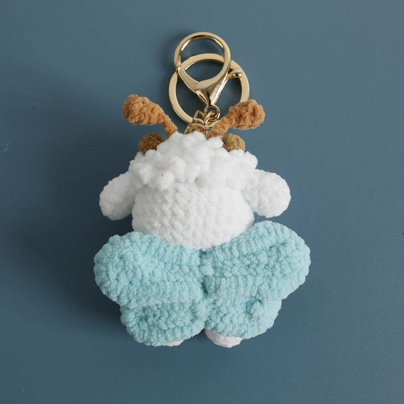Funny Sheep Doll Crochet Keychains Custom Crochet Cartoon Animal Doll Series Keyring Knitting Bee Doll Cute Keychain