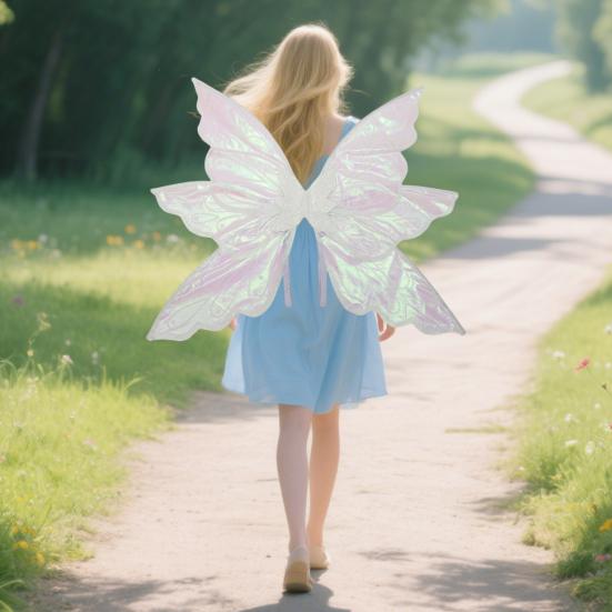 Fairy Wings for Girls Glitter Transparent Butterfly Wings Fairy Costume Halloween Angel Elf Dress Up Accessories for Masquerade Photography
