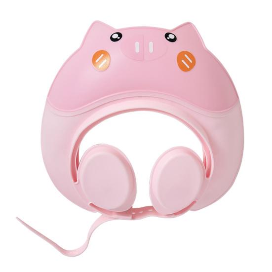 Детская шапочка для душа, безопасная силиконовая защитная шапочка для ванны, мягкая шапочка с козырьком в форме мультфильма, регулируемый ремешок, водонепроницаемая шапочка для мытья шампунем