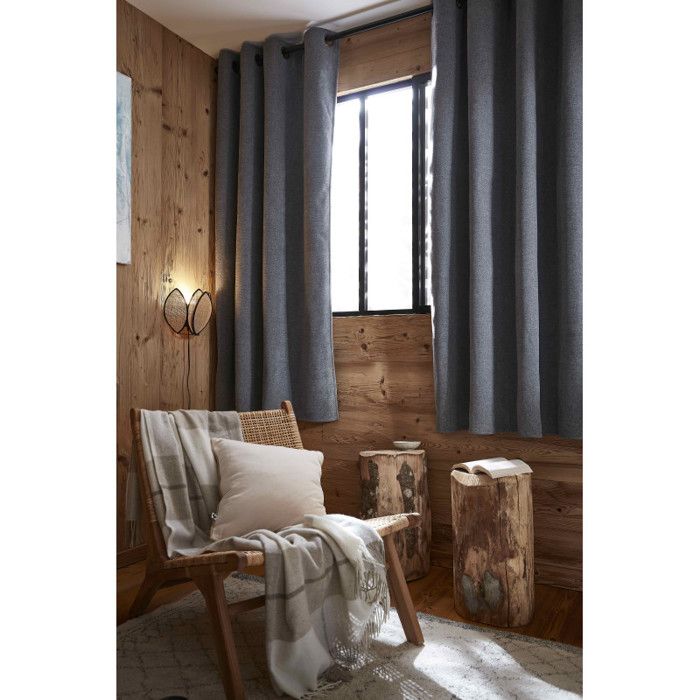 Rideau occultant phonique et thermique doublé polaire "Bjorn" 100% opaque - Bjorn Titane - Panneau Occultant + Polaire 140 x 180 cm