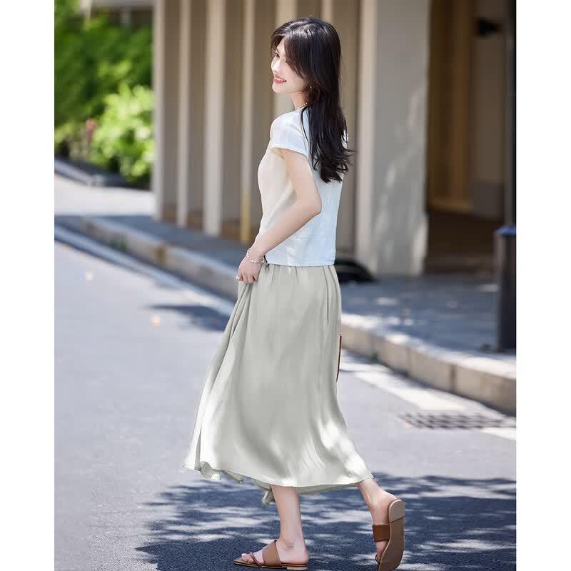 TERRE BLEUE Women's Summer T-Shirt & Skirt Set