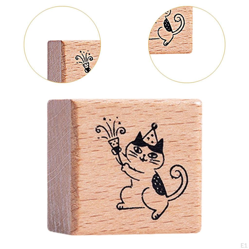 Кошка штамп милый зверек 1.2 дюйма для детей деревянный резиновый штамп почтовая рассылка скрапбукинг письмо
