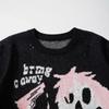 Unisex Oversized Cartoon Knit Sweater With Distressed Holes Jacquard Loose Fit Streetwear Pullover Winter