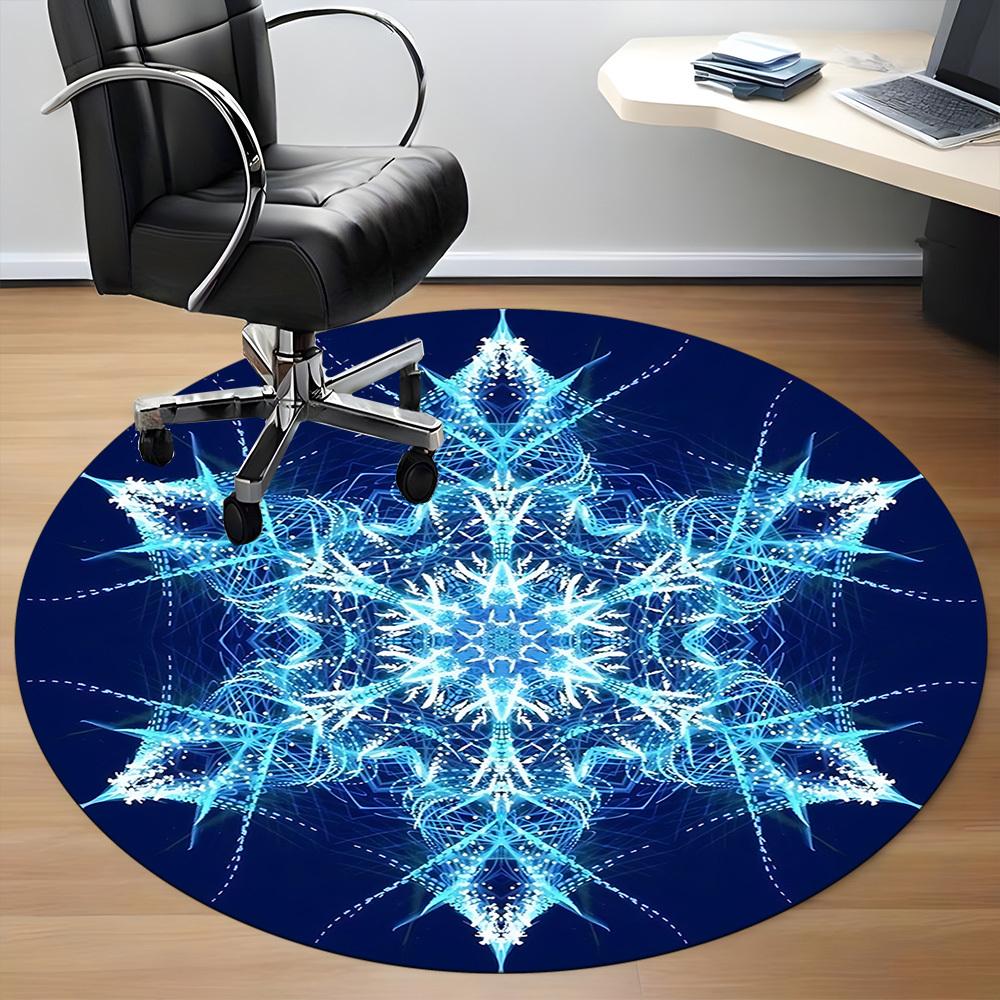 1pc Snowflake Design Chair Carpet for Office Non-Slip, Machine Washable Rug for Office, Room - Holiday Decor, Machine Made yy251016197