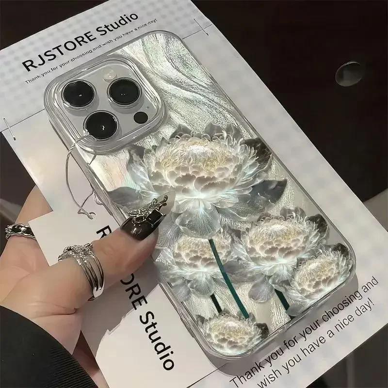 Пять Золотых Лотосов Чехол для Телефона для IPhone 11 13 14 15 16 Pro Max 7 8 14 15 Plus X XS Max XR 16e Жесткий Чехол с Текстурой Перьев