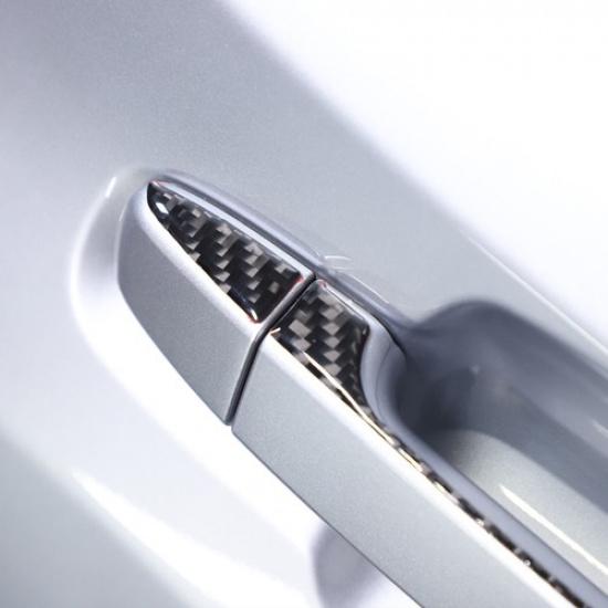Soft Carbon Fiber Exterior Door Handle Trim Sticker For Subaru Forester SK 19-24