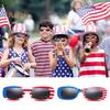 American Independence Day Sunglasses National Flag Print 4th July Celebration Block Sunlight Anti-UV Unisex Strong Hinge Photo Prop Retro Frame