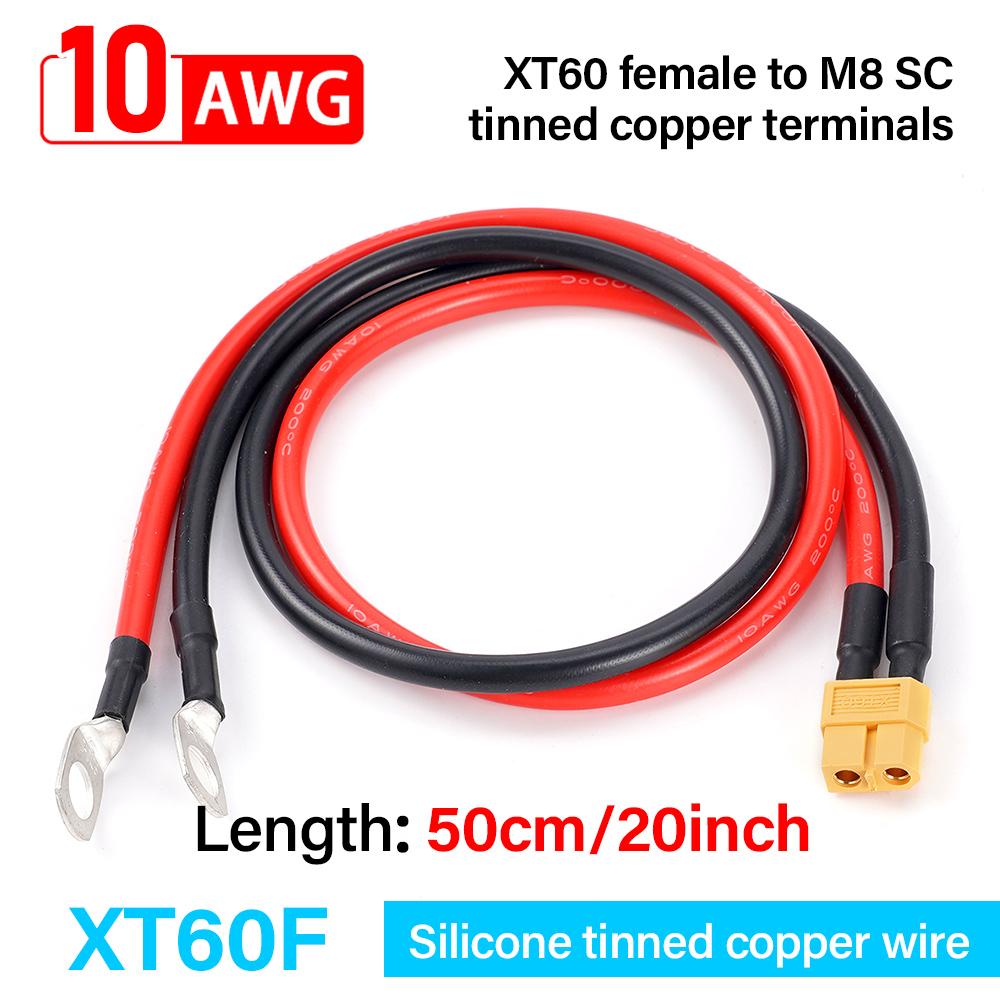 Female/Male XT60 to M8 Ring Eyelet Terminal Plug Connector Cable 50cm 10AWG RC ESC Charger Side Power for for RC Lipo Battery