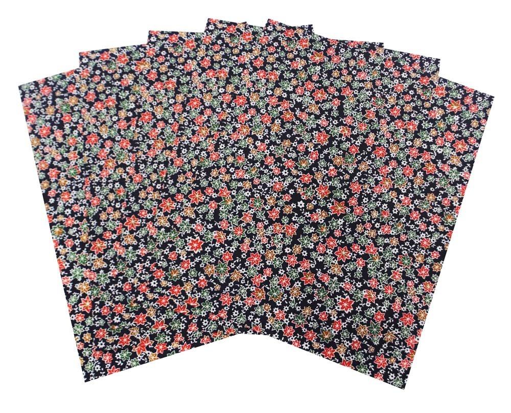 Ehime Shiko Washi Yuzen Chiyogami Maple Small Cut Blue 10 Sheets YU-No.04