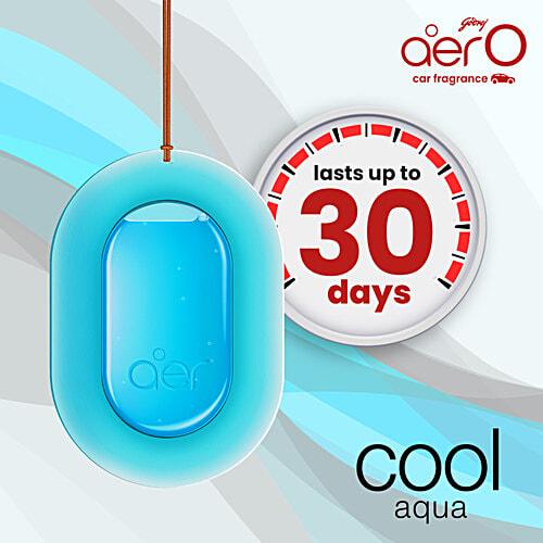 Godrej Aer O Hanging Car Air Freshener Gel Cool Aqua 7.5 G | Long-Lasting Up To 30 Days | Sleek Design With Indicator