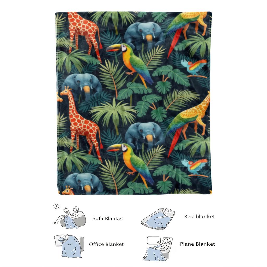 Soft High-Definition Tropical Animal Pattern Fleece Blanket, Soft, Breathable  Polyester, Perfect Gift, All-Season