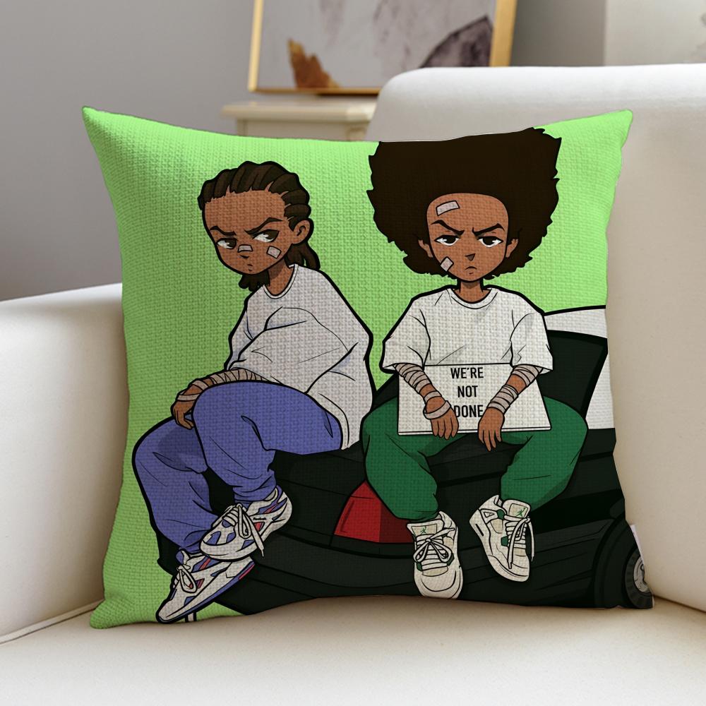 Sharp TThe BoondocksS Cushion Cover Breathable and skinfriendly linen pillowcase square removable and washable cushion