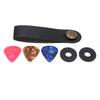 6 Sets Guitar Neck Strap Leather Headstock Button Tie Accessory Set Kit with PickBlack Neck Strap