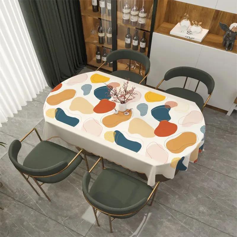 Овальный чехол для обеденного стола, водонепроницаемая, маслостойкая, не моющаяся, устойчивая к ожогам, ПВХ, НОВАЯ бытовая складная скатерть