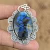 Натуральный Лабрадорит Подвеска из Драгоценного Камня Синий Серебро 925 пробы Индийские Ювелирные Изделия