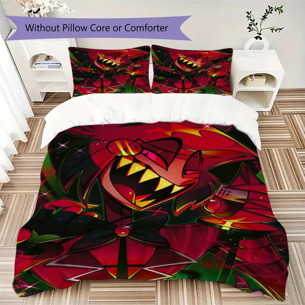 Hazbin Hotel Pattern Bedding uilt Set uilt Cover Pillowcase Home Decoration Birthday Gift (1 * duvet cover + 2 * pillowcase without core)32