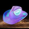 Women Party  Hat Bright Color Concave Top Wide Brim Glossy Surface Cosplay Dress-up Costume Dance Show Props Western Cowboy Hat Headwear