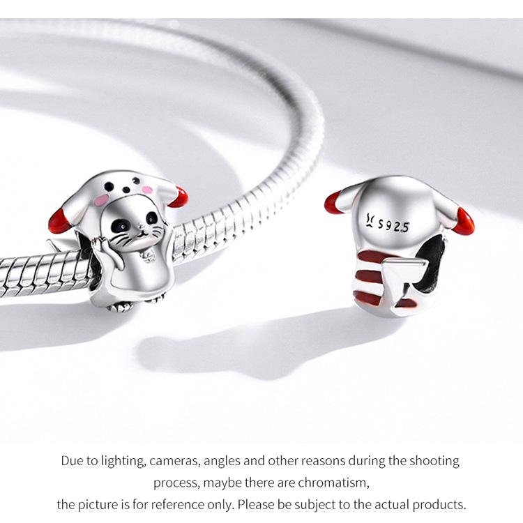 WOSTU Бусины из стерлингового серебра 925 пробы с изображением животных, подвеска в виде милого кота, подходит для оригинального браслета, ожерелья, ювелирные изделия своими руками
