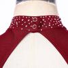 Womens Figure Skating Dance Leotard Sparkly Rhinestones Sheer Mesh Patchwork Sleeveless Cutout Back Bodysuit for Gymnastics